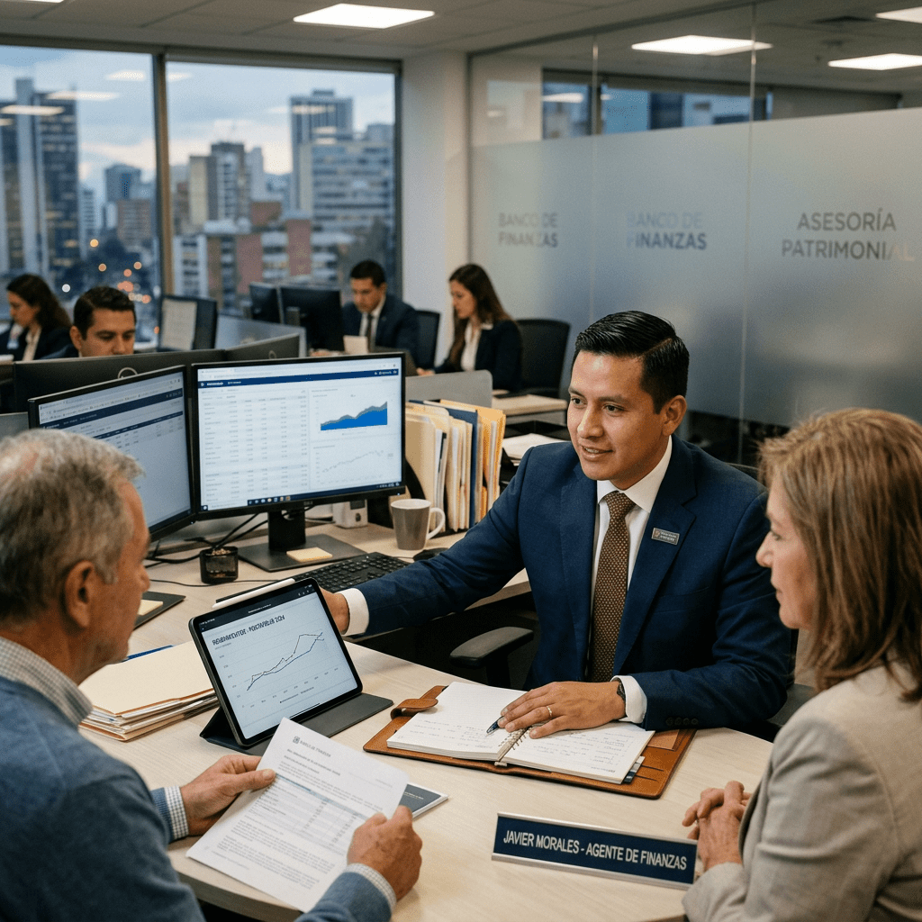 Financial advisor reviewing investment charts with two clients